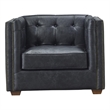 Pemberly Row Contemporary Top Grain Italian Leather Arm Chair in Slate