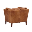 Pemberly Row Contemporary Top Grain Italian Leather Arm Chair in Light Brown