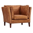 Pemberly Row Contemporary Top Grain Italian Leather Arm Chair in Light Brown
