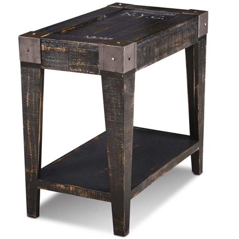 Pemberly Row Contemporary Solid Wood Open Side Table in Black