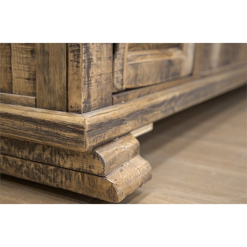 Pemberly Row Contemporary 3 Drawer Kitchen Island - Stack Leg in Brown