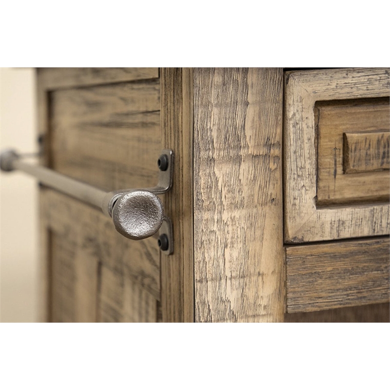 Pemberly Row Contemporary 3 Drawer Kitchen Island - Stack Leg in Brown