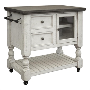 Pemberly Row Contemporary 39&quot Mortise and Tenon Joinery Kitchen Island in White