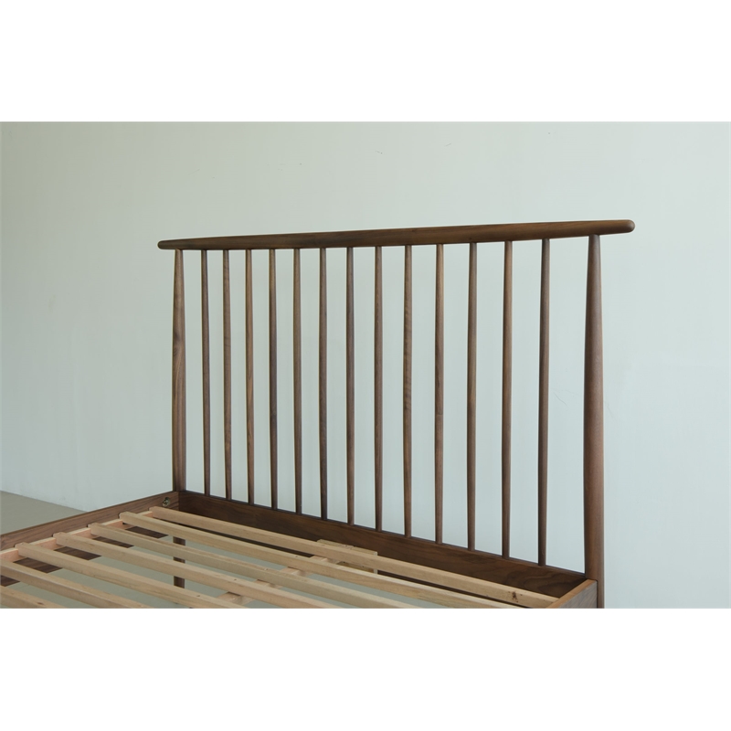 Pemberly Row Midcentury Queen Bed with Two nightstands - Black Walnut