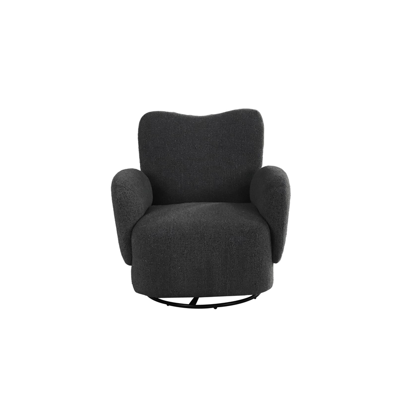 Pemberly Row Contemporary Fabric Upholstered  Swivel Arm Chair in Black