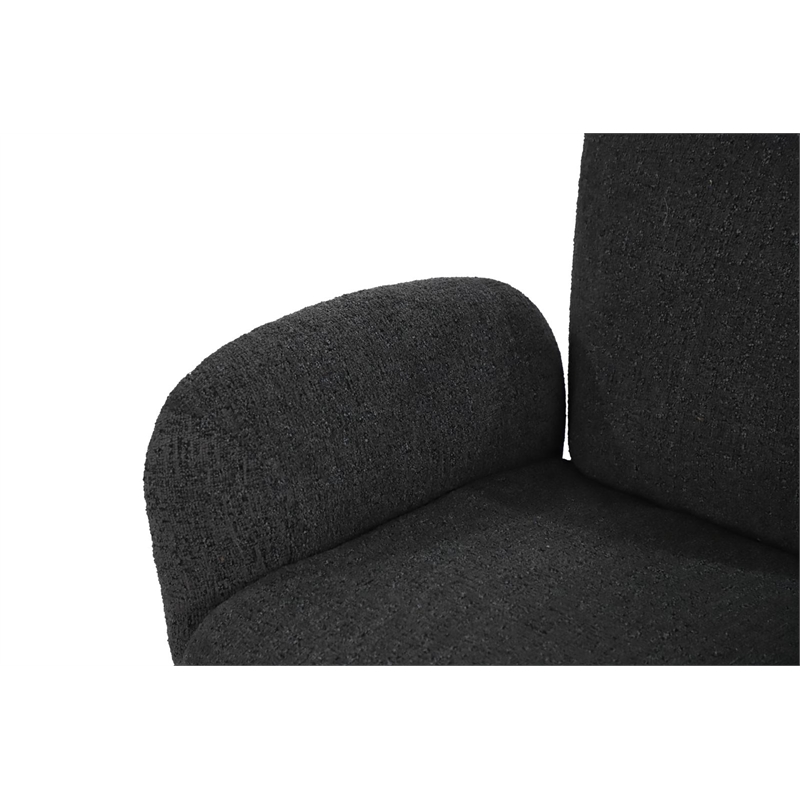 Pemberly Row Contemporary Fabric Upholstered  Swivel Arm Chair in Black