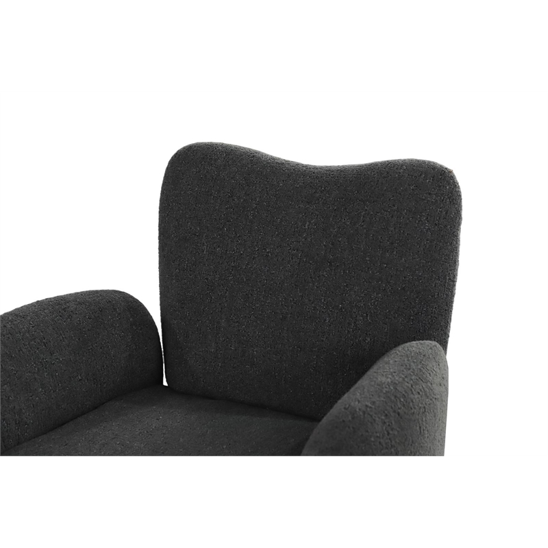 Pemberly Row Contemporary Fabric Upholstered  Swivel Arm Chair in Black