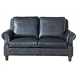 Pemberly Row Contemporary English Rolled Arm Love Seat in Slate Leather