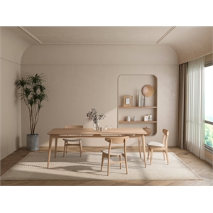 Pemberly Row 86.60&quot Mid-Century Oak Dining Table and 6 Chairs