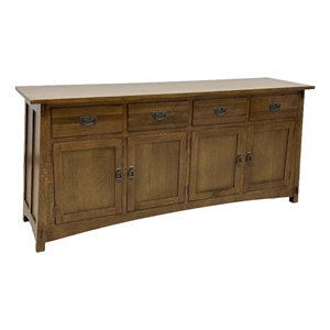 Pemberly Row Contemporary Mission 4 Door 4 Drawer Oak Sideboard - Walnut