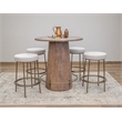 Pemberly Row Contemporary Mango Wood Bar Table Set in Brown Finish