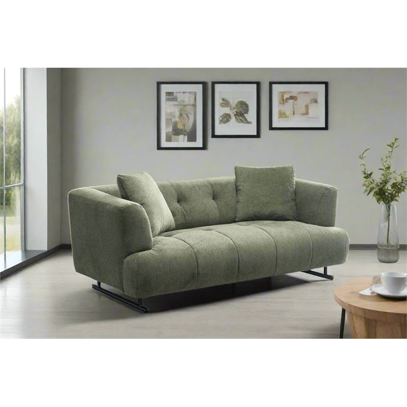 Pemberly Row Contemporary Fabric Upholstered 3-Seater Sofa in Green