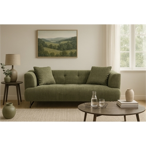 Pemberly Row Contemporary Fabric Upholstered 3-Seater Sofa in Green