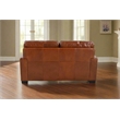Pemberly Row Contemporary Top Grain Leather Love Seat in Chestnut