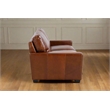 Pemberly Row Contemporary Top Grain Leather Love Seat in Chestnut