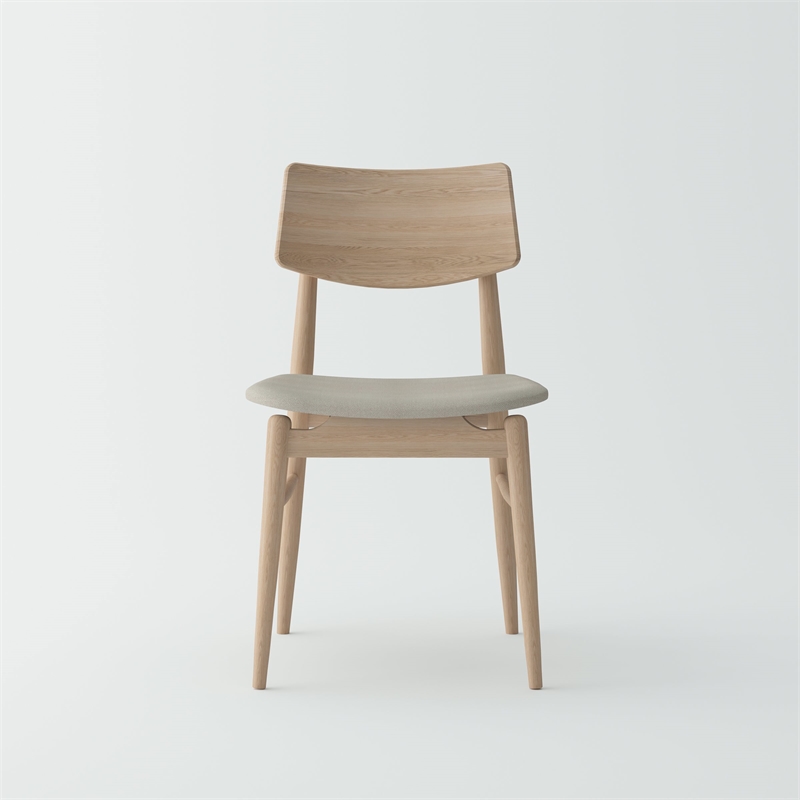 Pemberly Row Oak Wood and Fabric Seat Dining Chair (Set of 4)