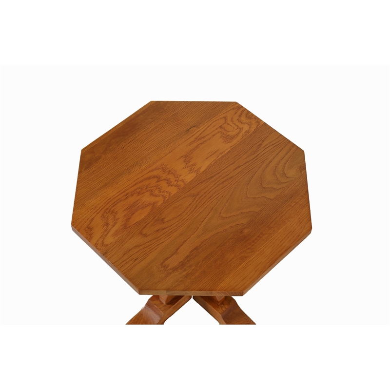 Pemberly Row Mission Solid Oak Mouse Detail End Table in Cherry