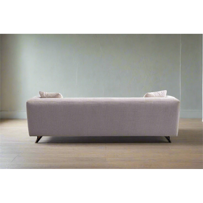 Pemberly Row Contemporary Fabric Upholstered 3-Seater Sofa in White