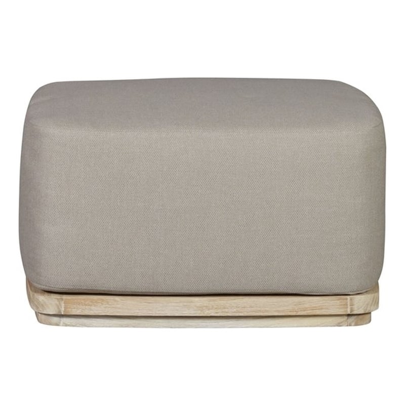 Pemberly Row Outdoor Solid Teak Wood Ottoman Natural Look - Gray