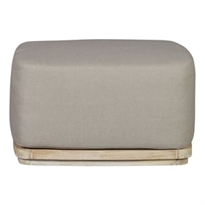 Pemberly Row Outdoor Solid Teak Wood Ottoman Natural Look - Gray