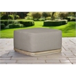 Pemberly Row Outdoor Solid Teak Wood Ottoman Natural Look - Gray