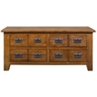 Pemberly Row Contemporary Mission 8 Drawer Coffee Table in Cherry