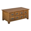 Pemberly Row Contemporary Mission 8 Drawer Coffee Table in Cherry