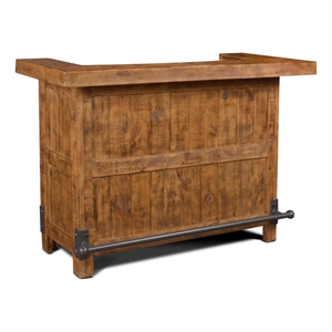 Pemberly Row Contemporary Solid Pine Wood  60&quot Industrial Style Bar in Black