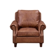 Pemberly Row Contemporary English Rolled Arm Chair in Bark Brown Leather