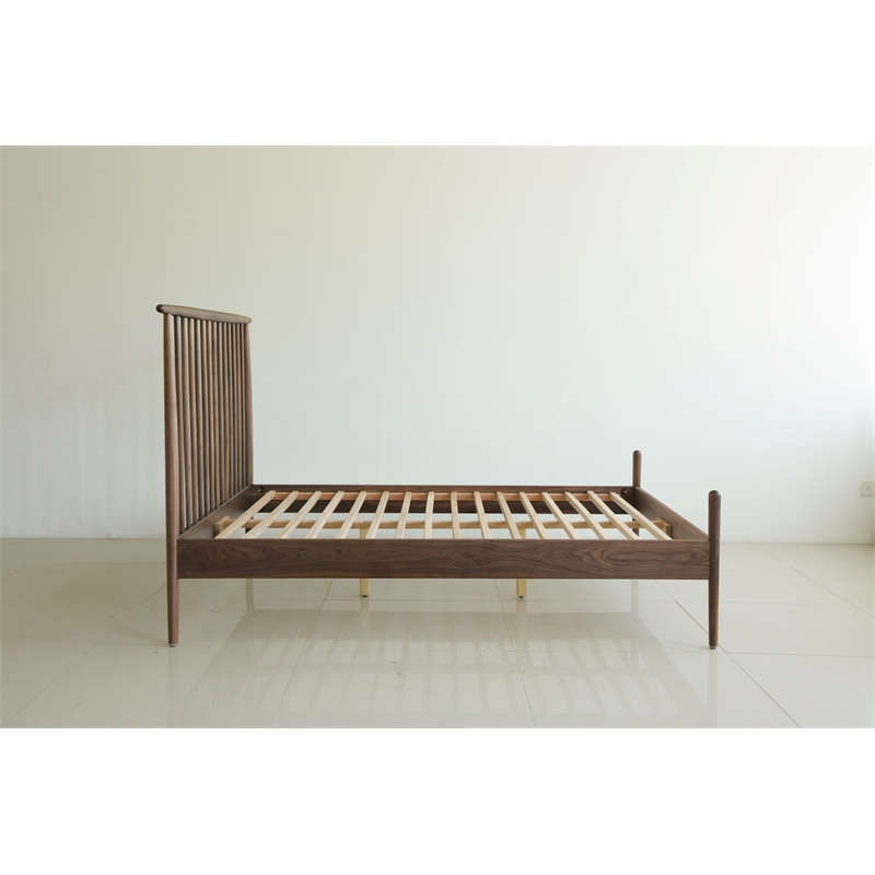 Pemberly Row Midcentury King Bed with Two nightstands - Black Walnut