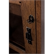 Pemberly Row Mission Leaded Glass Bookcase with Lock & Key in Walnut