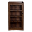 Pemberly Row Mission Leaded Glass Bookcase with Lock & Key in Walnut