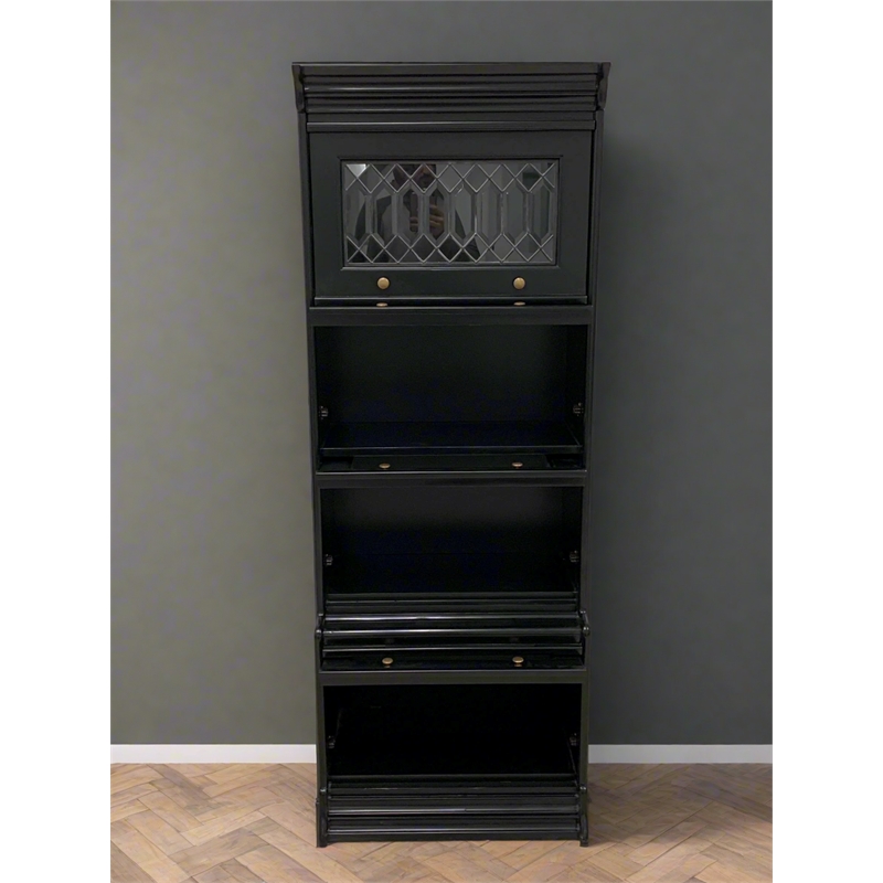 Pemberly Row Contemporary 4 Stack Barrister Bookcase in Black