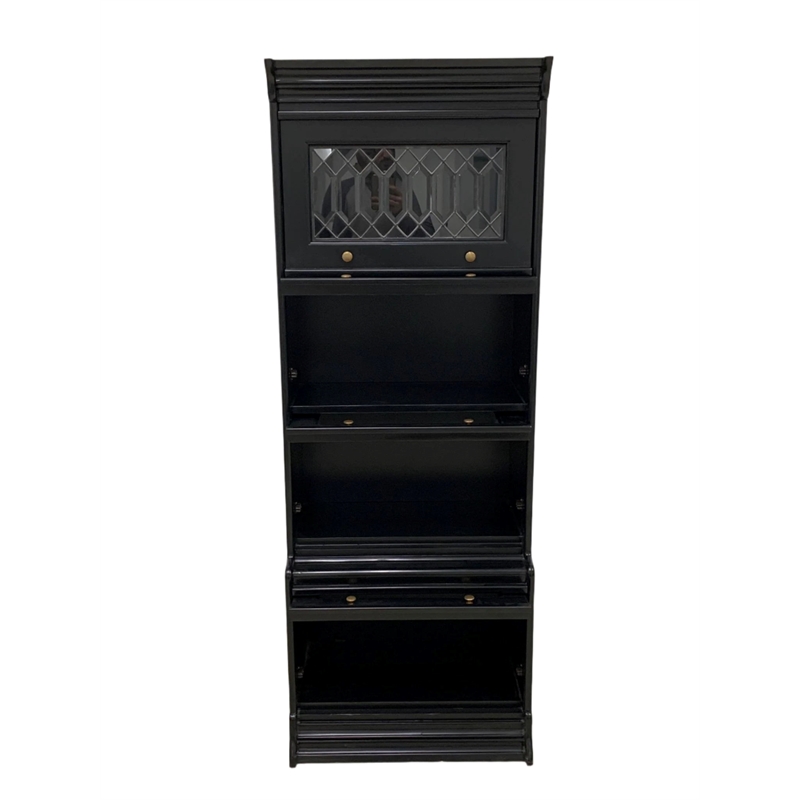 Pemberly Row Contemporary 4 Stack Barrister Bookcase in Black