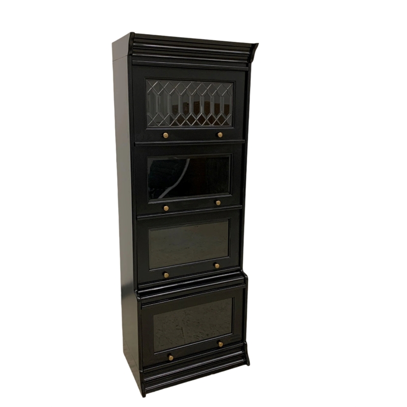 Pemberly Row Contemporary 4 Stack Barrister Bookcase in Black