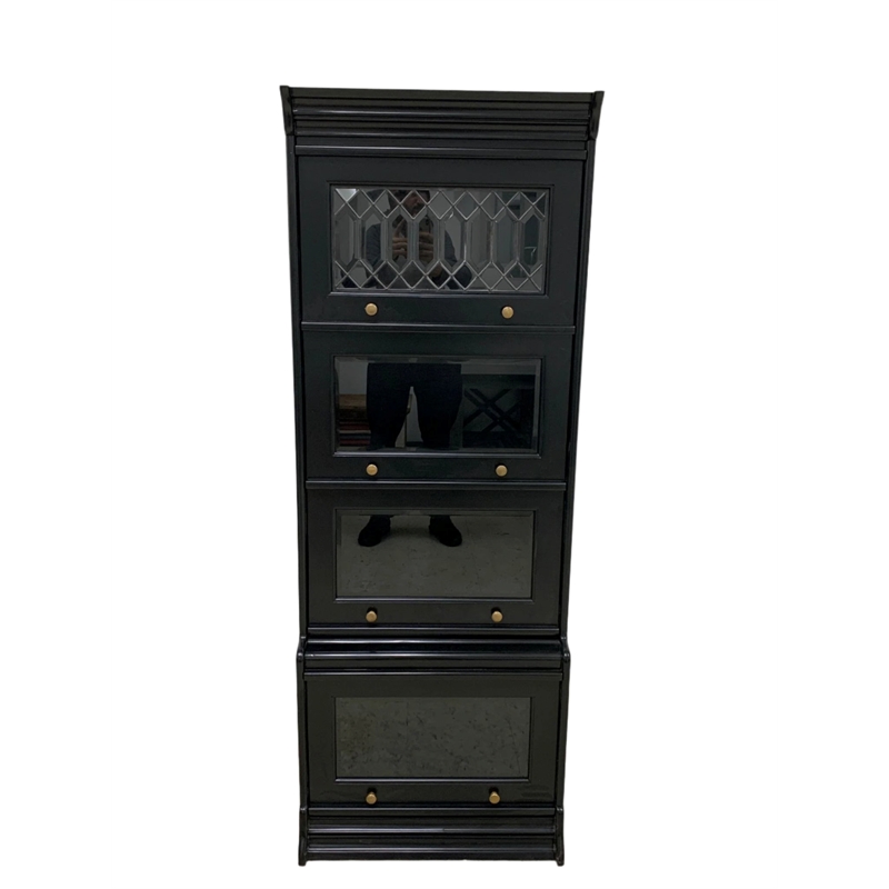 Pemberly Row Contemporary 4 Stack Barrister Bookcase in Black