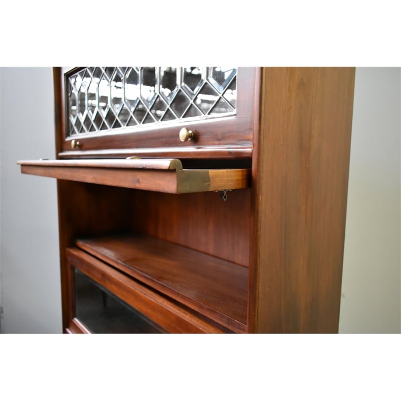 Pemberly Row Contemporary 5 Stack Barrister Bookcase in Brown Walnut