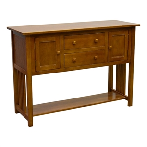Pemberly Row 52&quot Mission 2 Door 2 Drawer Console Table in Cherry