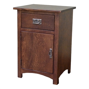 Pemberly Row Mission Quarter Sawn Oak 1 Door Drawer Nightstand in Walnut