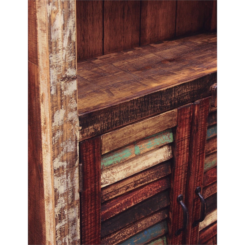 Pemberly Row Solid Pine Wood Shutter Door Bookcase - Multi Color