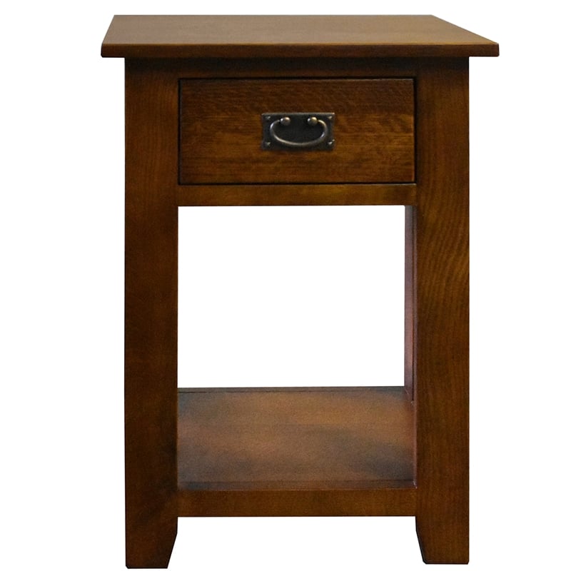 Pemberly Row Contemporary Mission 1 Drawer Nightstand - Walnut