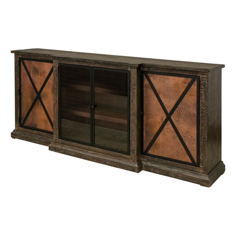 Pemberly Row Solid Wood & Copper Sideboard/Console in Multi-Color