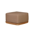 Pemberly Row Contemporary Outdoor Solid Teak Wood Ottoman in Light Brown