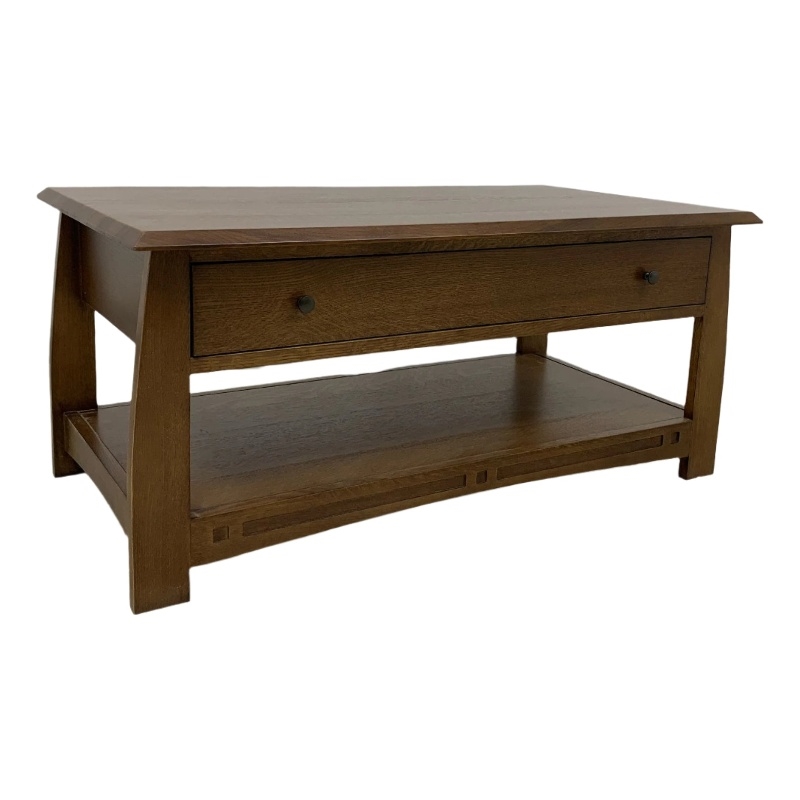 Pemberly Row Mission Crofter Style 1 Drawer Coffee Table in Walnut