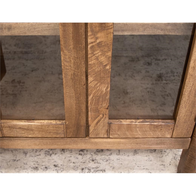 Pemberly Row Contemporary Mango Wood 6 Door Console in Brown