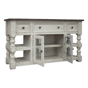 Pemberly Row Contemporary 60&quot Mortise and Tenon Joinery TV Stand in White