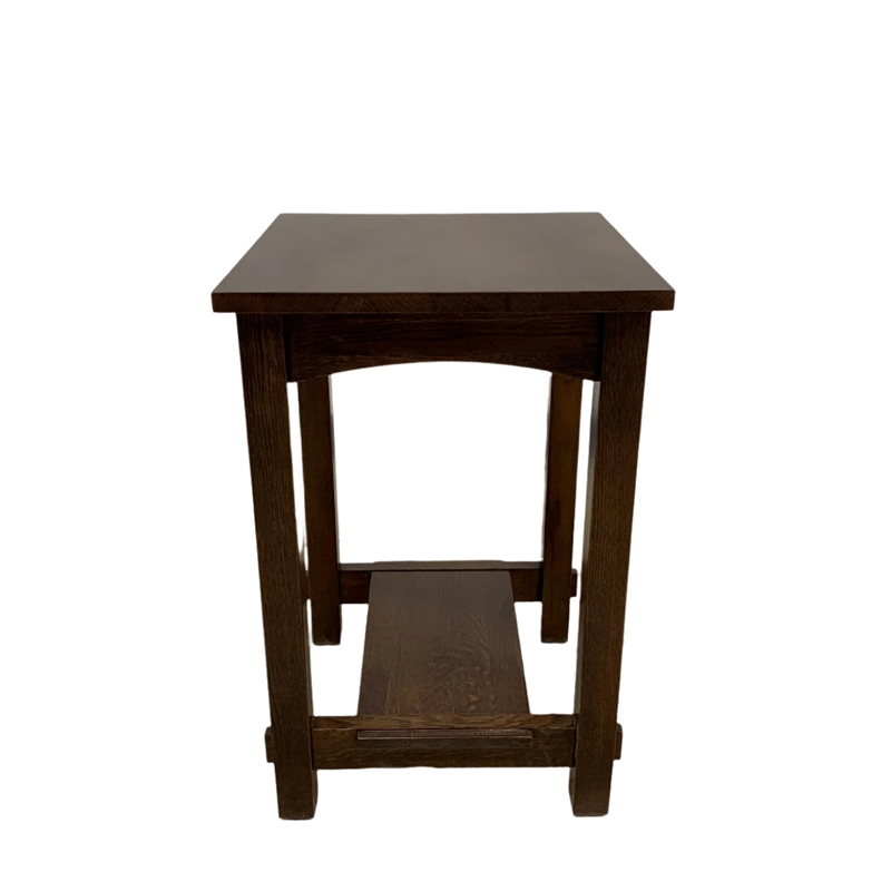 Pemberly Row Contemporary Mission End Table in Walnut Finish