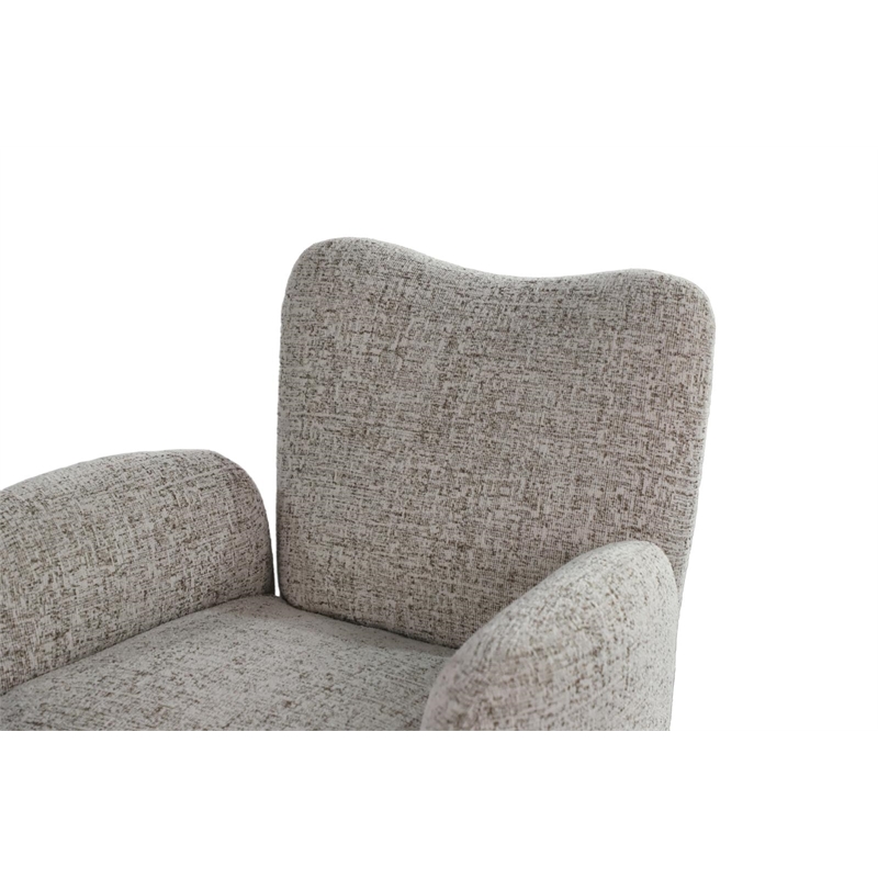 Pemberly Row Contemporary Fabric Upholstered  Swivel Arm Chair in White
