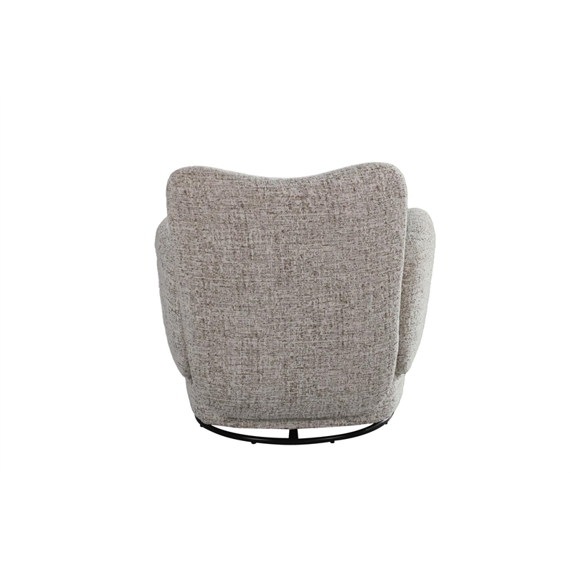 Pemberly Row Contemporary Fabric Upholstered  Swivel Arm Chair in White