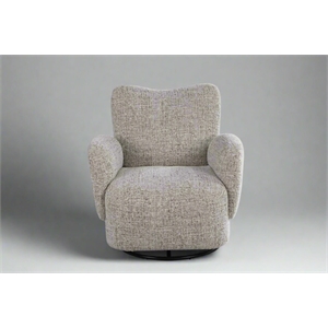 Pemberly Row Contemporary Fabric Upholstered  Swivel Arm Chair in White